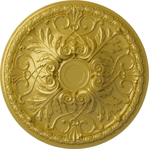 Ekena Millwork Tristan Ceiling Medallion (Fits Canopies up to 6 1/4"), Hand-Painted Rich Gold, 32 3/8"OD x 3 1/2"P CM32TNRGS - main